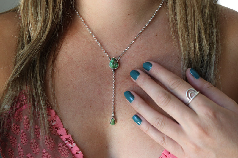 Sonoran Gold Turquoise Lariat Necklace (16 inch chain)