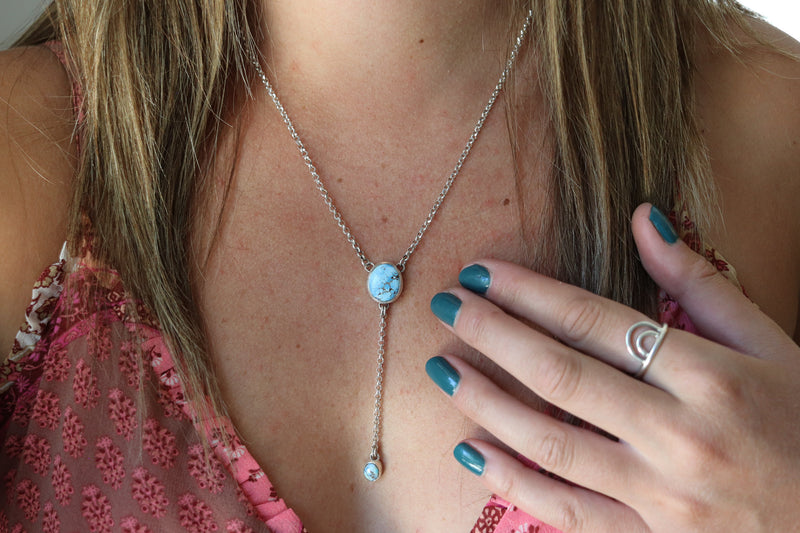 Golden Hill Turquoise Lariat Necklace (18 inch chain)