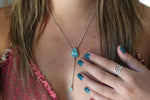 White Water Turquoise Lariat Necklace (18 inch chain)