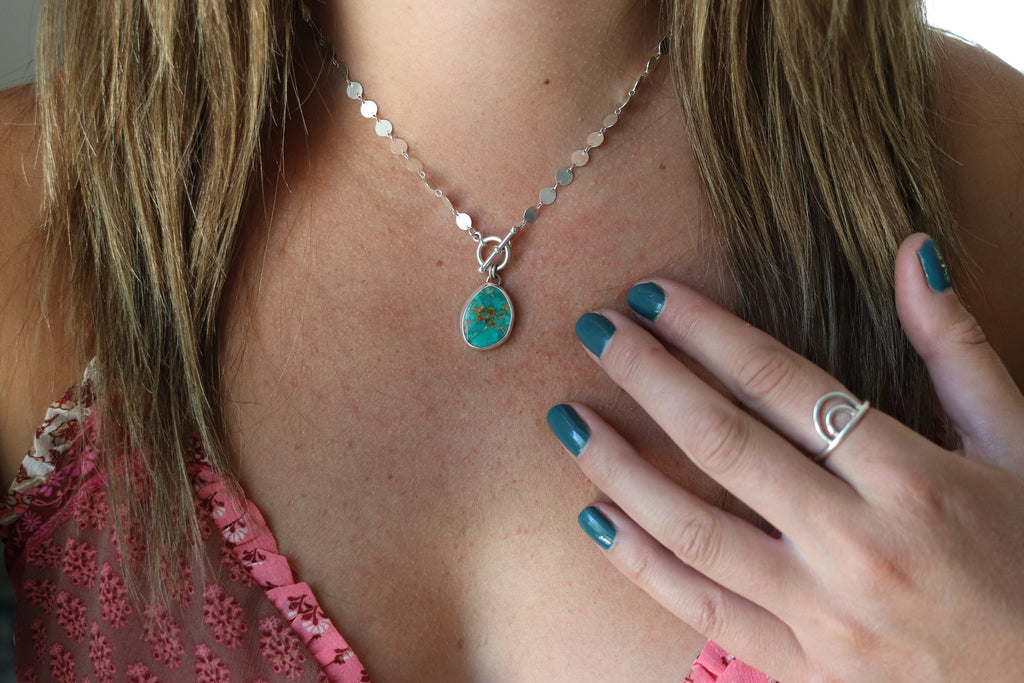 Sierra Bella Turquoise Toggle Clasp Necklace (16 inch chain)