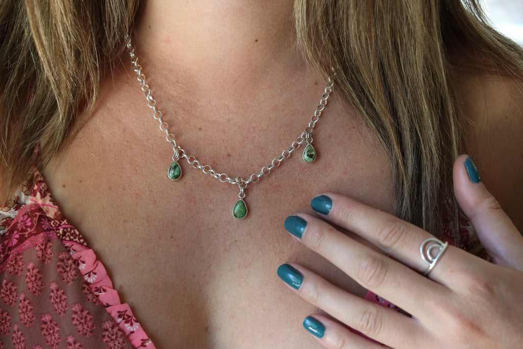 Triple Sonoran Gold Turquoise Necklace (20 inch chain)