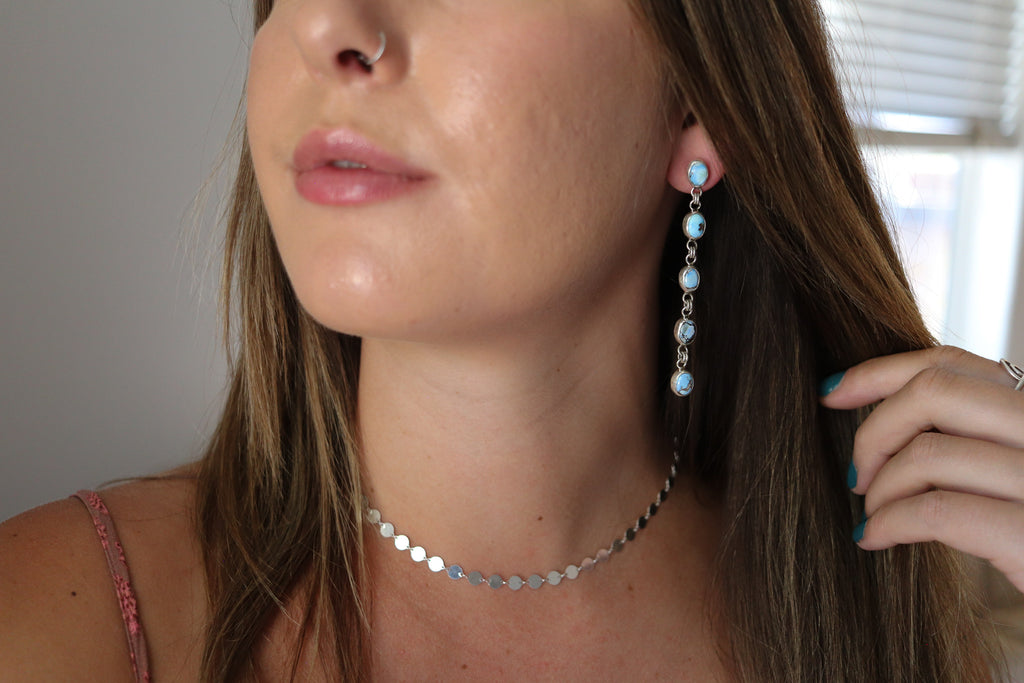 Golden Hill Turquoise Dangly Stud Earrings