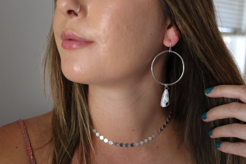 White Buffalo Hoop Earrings