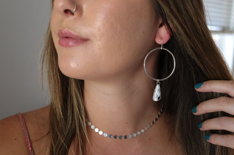 White Buffalo Hoop Earrings