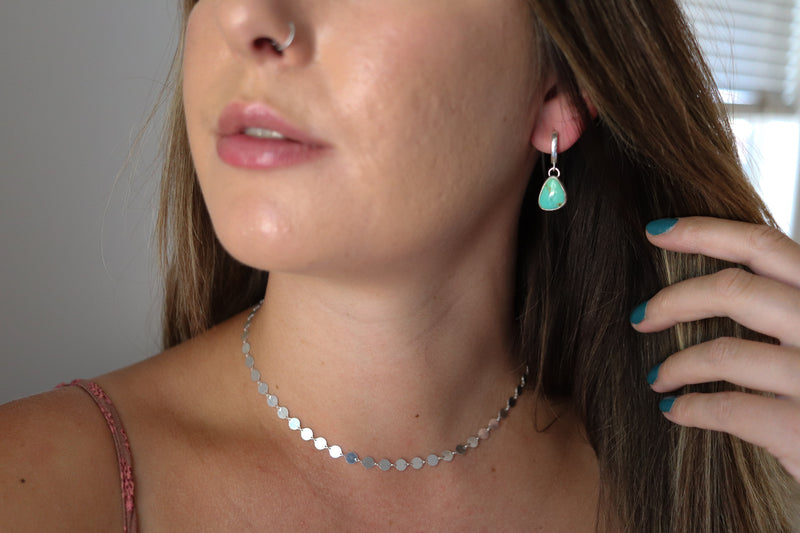 Sonoran Gem Turquoise Huggie Hoop Earrings 1