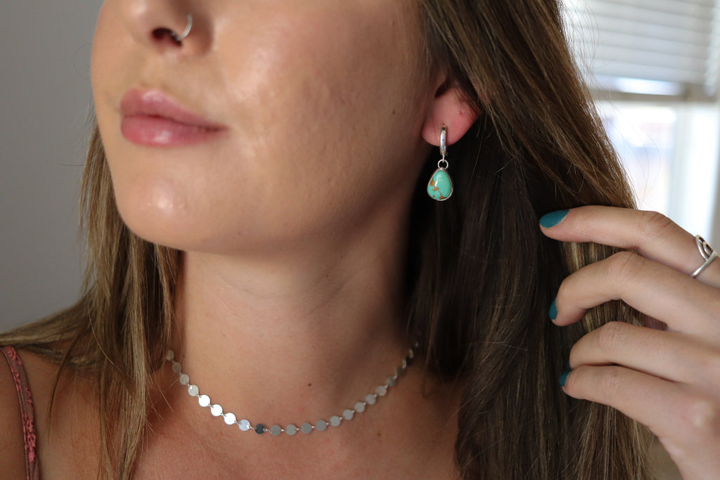 Sonoran Gem Turquoise Huggie Hoop Earrings 2