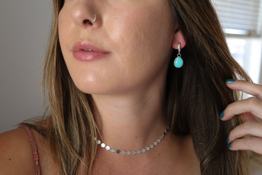 Sonoran Gem Turquoise Huggie Hoop Earrings 3