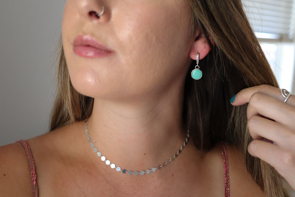 Sonoran Gem Turquoise Huggie Hoop Earrings 4