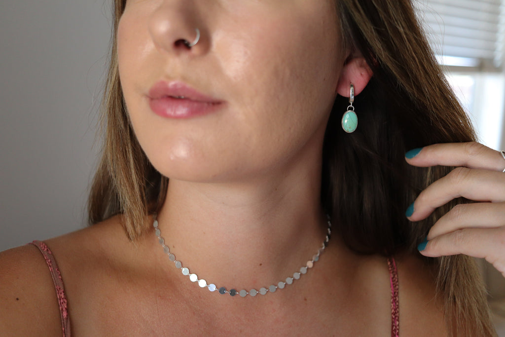 Sonoran Gem Turquoise Huggie Hoop Earrings 5