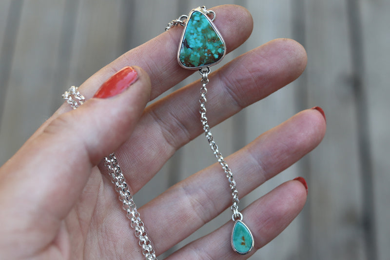 Royston Turquoise Lariat Necklace (16 inch chain)