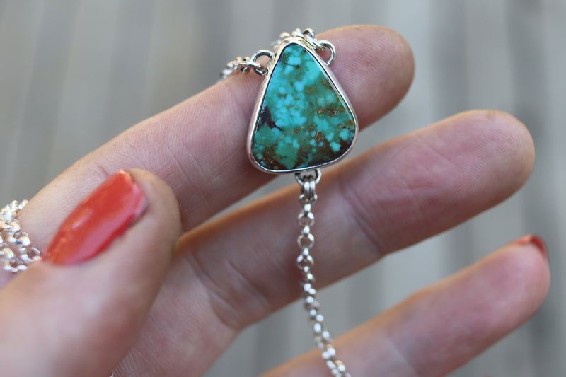 Royston Turquoise Lariat Necklace (16 inch chain)