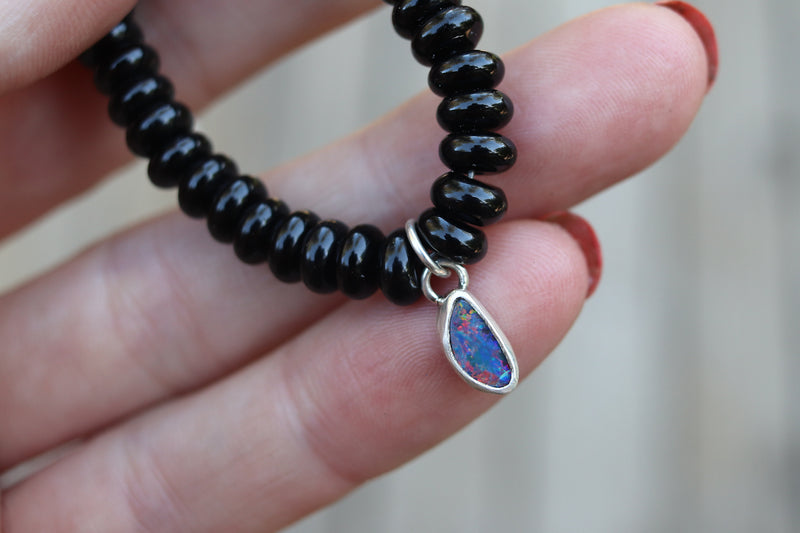 Onyx x Opal Beaded Necklace (16 inches + 2 inch chain extender)