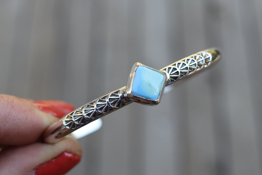 Golden Hill Turquoise Thick Band Stamped Cuff (6 inches)