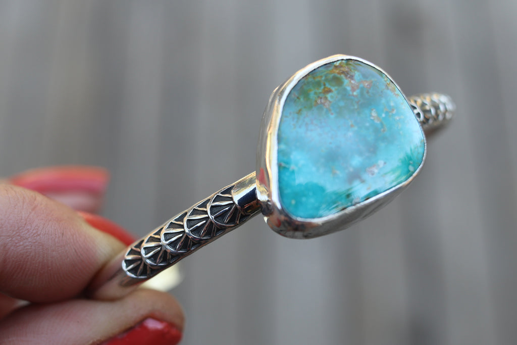 Sierra Bella Turquoise Thick Band Stamped Cuff (6 inches)