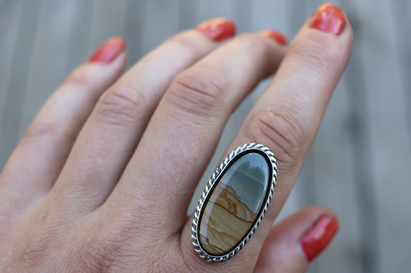 Owyhee Picture Jasper Ring #4 - Finish In Your Size