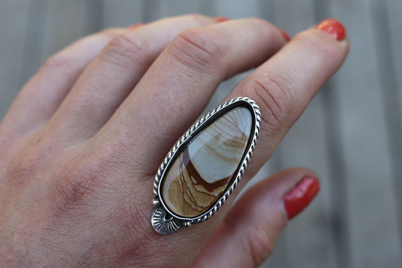 Owyhee Picture Jasper Ring #7 - Finish In Your Size