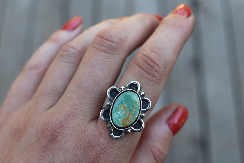 Pilot Mountain Turquoise Bloom Ring - Finish In Your Size