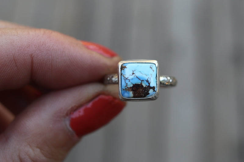 Size 8 Golden Hill Turquoise Floral Band Ring