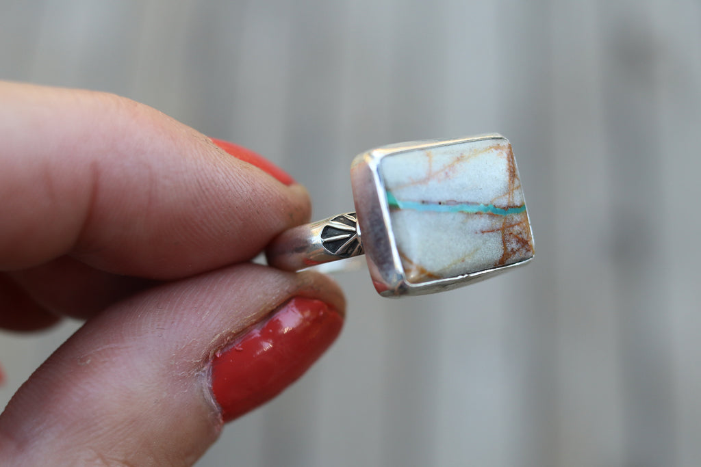 Size 8.5 Royston Ribbon Turquoise Stamped Ring