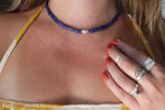 Lapis x Freshwater Pearl Beaded Necklace (15 inches + 1.5 inch chain extender)