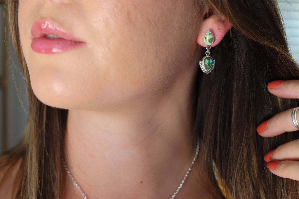 Sonoran Gold Turquoise Dangly Stud Earrings 4