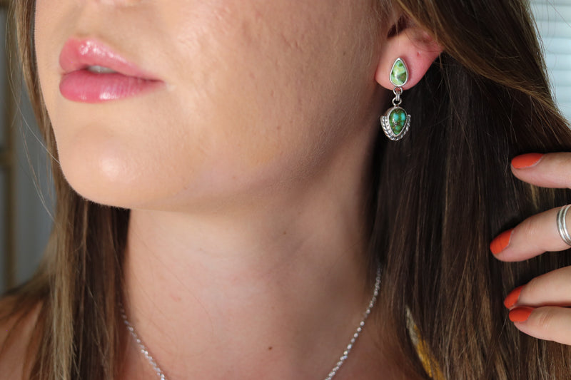 Sonoran Gold Turquoise Dangly Stud Earrings 4