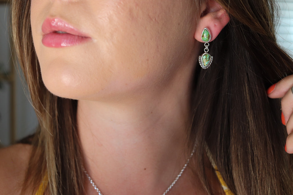 Sonoran Gold Turquoise Dangly Stud Earrings 3