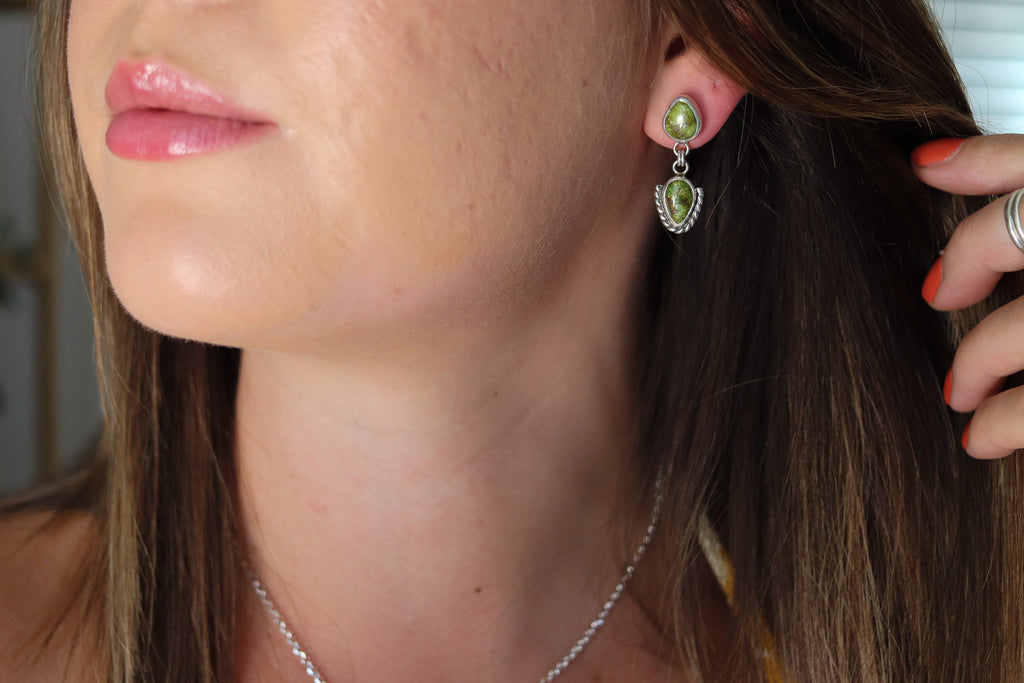 Sonoran Gold Turquoise Dangly Stud Earrings 1
