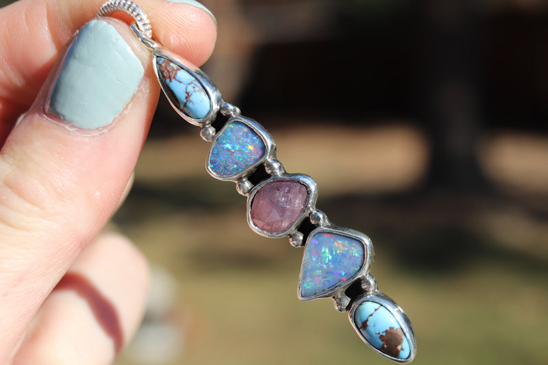 Turquoise x Opal x Sapphire Stacked Necklace