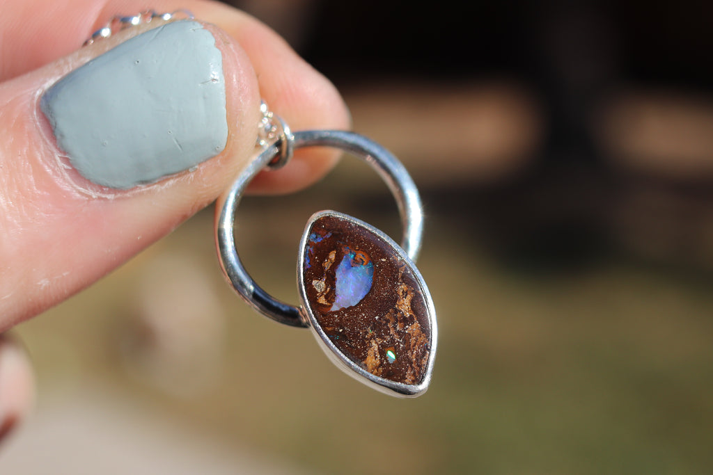 Australian Boulder Opal Hoop Necklace