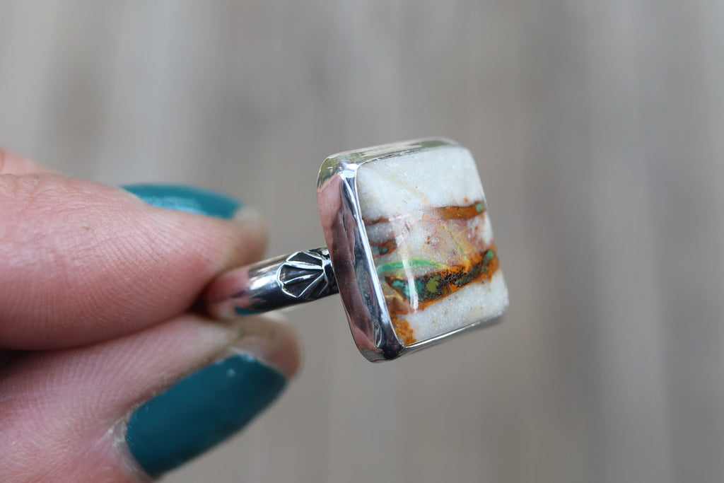 Size 9 Royston Ribbon Turquoise Stamped Ring