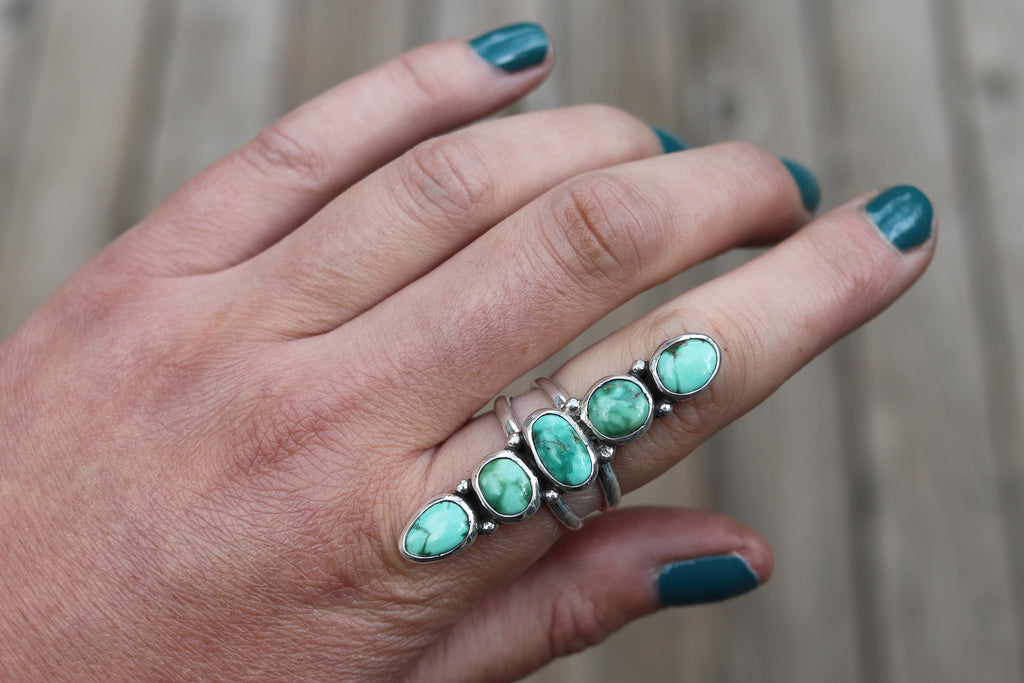 Size 8 Emerald Valley Turquoise Stacked Ring