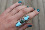 Size 8 White Water x Royston Turquoise Ring