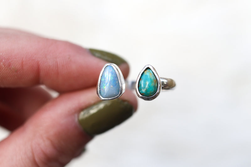 Size 8-9 Australian Opal x Royston Turquoise Ring (Adjustable)