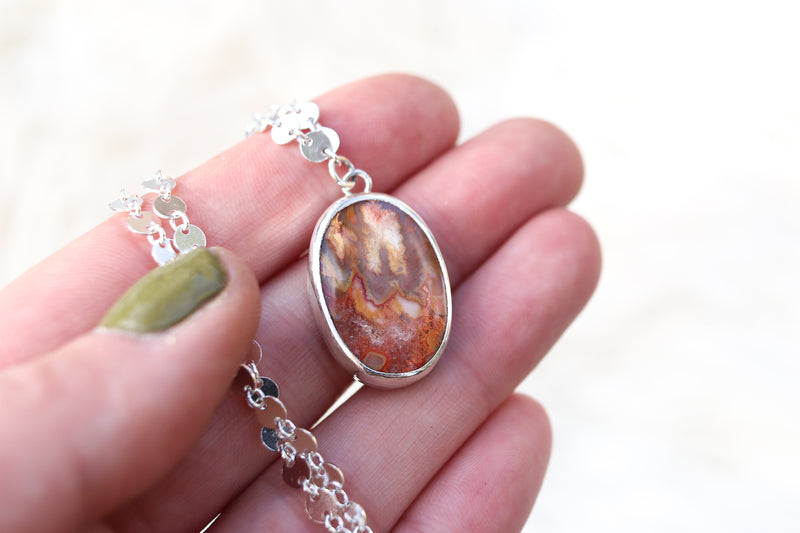 Regency Rose Plume Agate Necklace