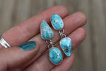 White Water Turquoise Dangly Stud Earrings