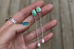 Emerald Valley Turquoise x Pearls Lariat Earrings