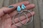 White Water Turquoise Stud Hoop Earrings 1