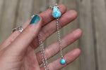 White Water Turquoise Lariat Necklace (16 inch chain)