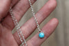 White Water Turquoise Lariat Necklace (16 inch chain)