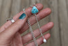 White Water Turquoise x Pearl Lariat Necklace (18 inch chain)