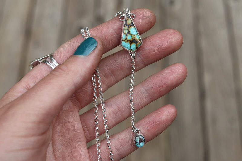 Treasure Mountain Turquoise Lariat Necklace (16 inch chain)