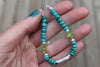 Pearl x Fox Turquoise x Peridot Beaded Necklace (16 inches)