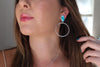 White Water Turquoise Stud Hoop Earrings 2