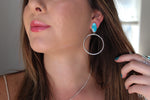 White Water Turquoise Stud Hoop Earrings 2