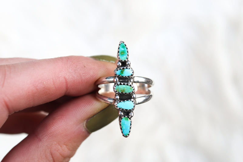 Size 9 Stacked Turquoise Ring (Small Stones)