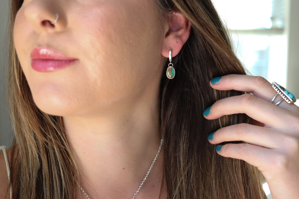 Sonoran Gem Turquoise Huggie Hoop Earrings 1